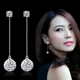 Brincos Prateado Strass Sobrepor Delicado Feminino Festa Lon em Oferta na Shopee