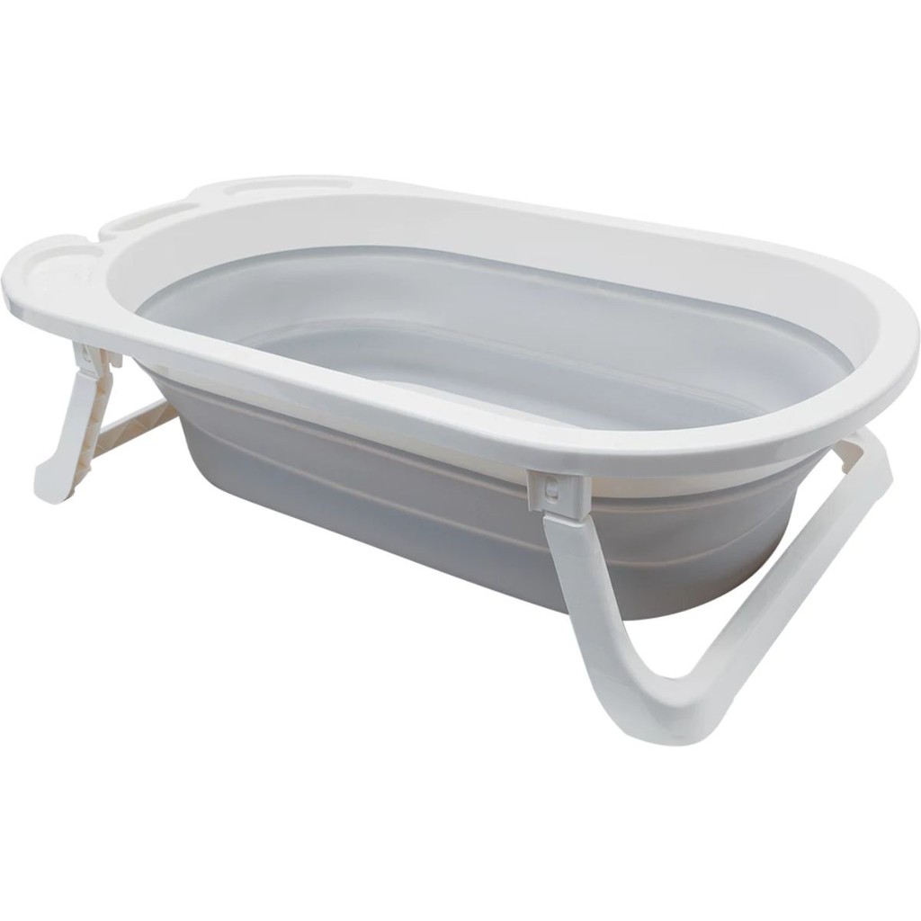 Banheira Bebê Infantil Dobrável Viagem Portátil Silicone Anti Derrapante (Cinza / Rosa / Azul) em Oferta na Shopee