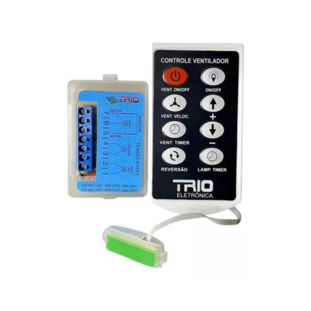 TRIO CONTROLE REMOTO INFRAVERMELHO SEM FIO P/VENTILADOR TETO