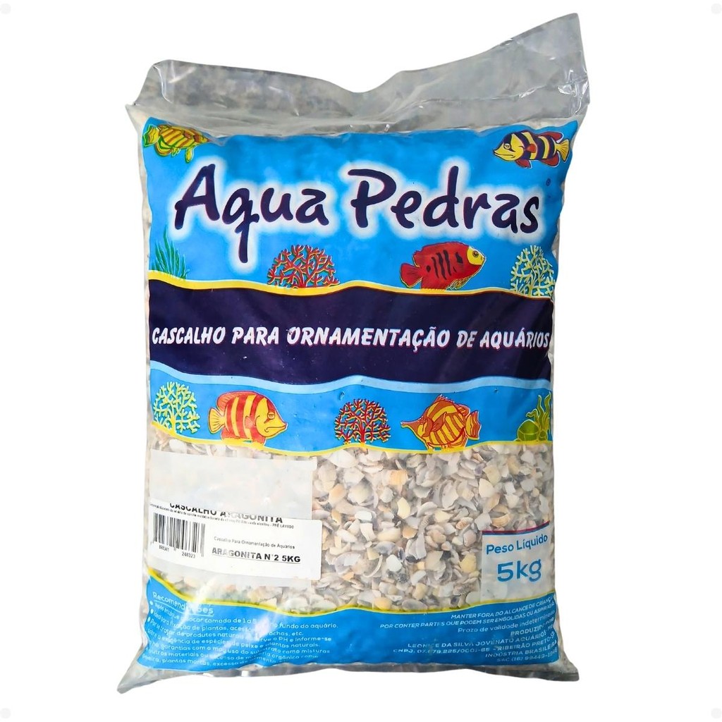 Aqua Pedras Aragonita Concha 2 5kg Substrato Aquário Lago