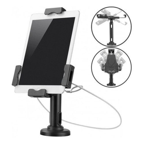 Suporte Tablet Antifurto Parede Mesa Ajuste Livre Giro 360º Articulado Balcão Loja