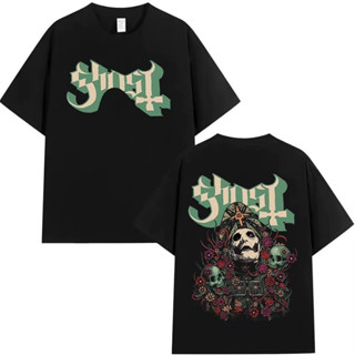 Camiseta Básica Unissex Algodão Ghost Banda Roses Skull em Oferta na Shopee