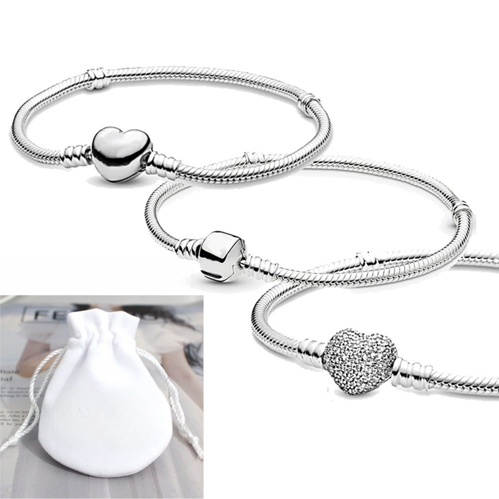 Pulseira berloques em prata 925 Pulseira com berloques em letras pretas e corações clássicos em Oferta na Shopee