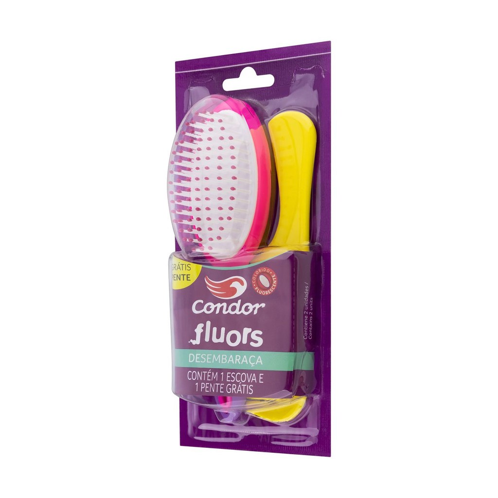 Kit Escova para Cabelo Fluors Condor Grátis Pente