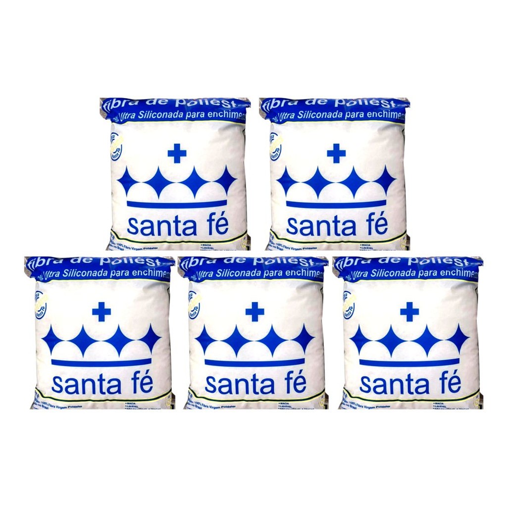 5 Pacote Enchimento Plumante Fibra Siliconada Santa Fé Patchwork 50gr Bonecas Almofadas