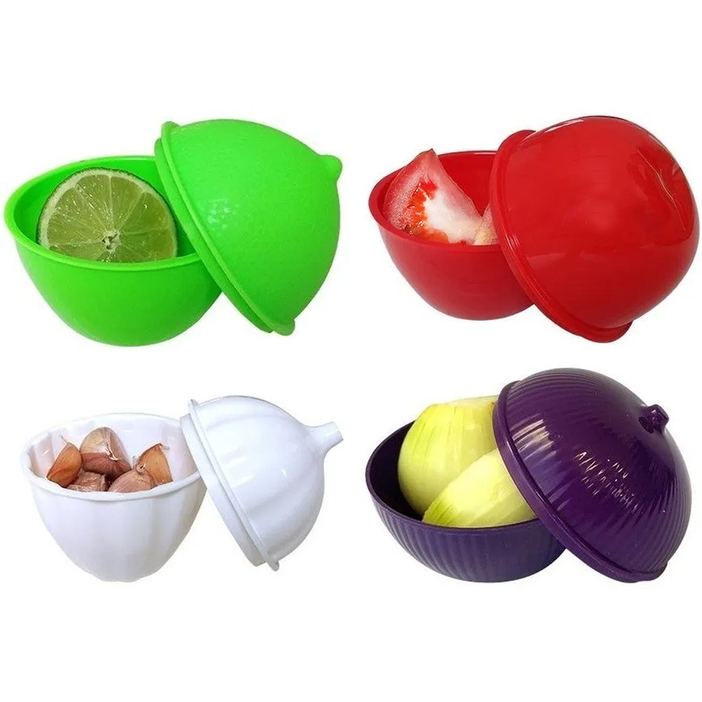 Porta Metades Para Armazenamento De Alimentos Tomate Limao Alho E Cebola