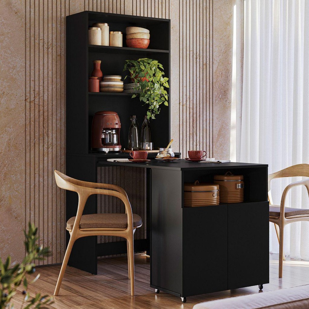 Mesa 2 Portas Cantinho Café Fortaleza Preto em Oferta na Shopee
