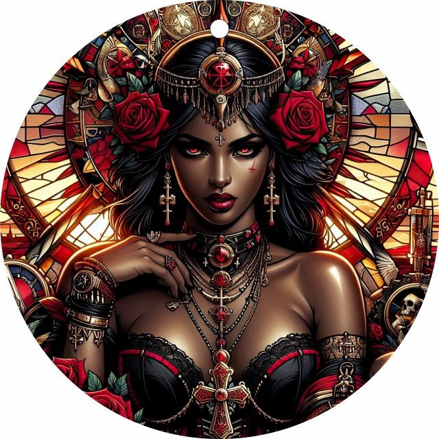 Pingente Pomba Gira Rainha das 7 Encruzilhadas - Arte Estilo Vitral