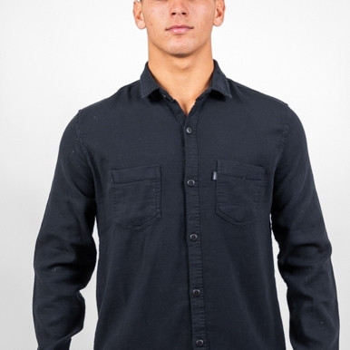 Camisa Sarja Estilo Casual Versátil com Bolsos Frontais - Men Clothes