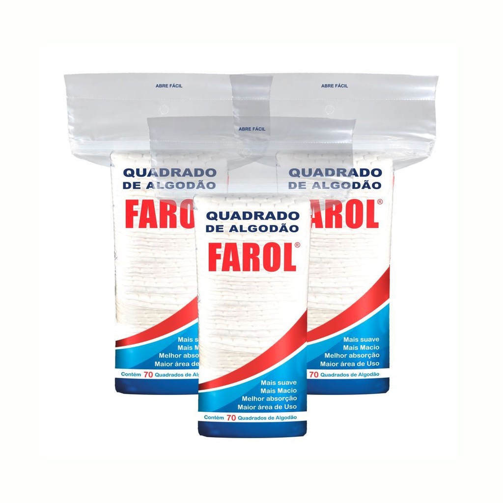 KIT COM  3 PACOTES ALGODAO FAROL  QUADRADO   70 UN