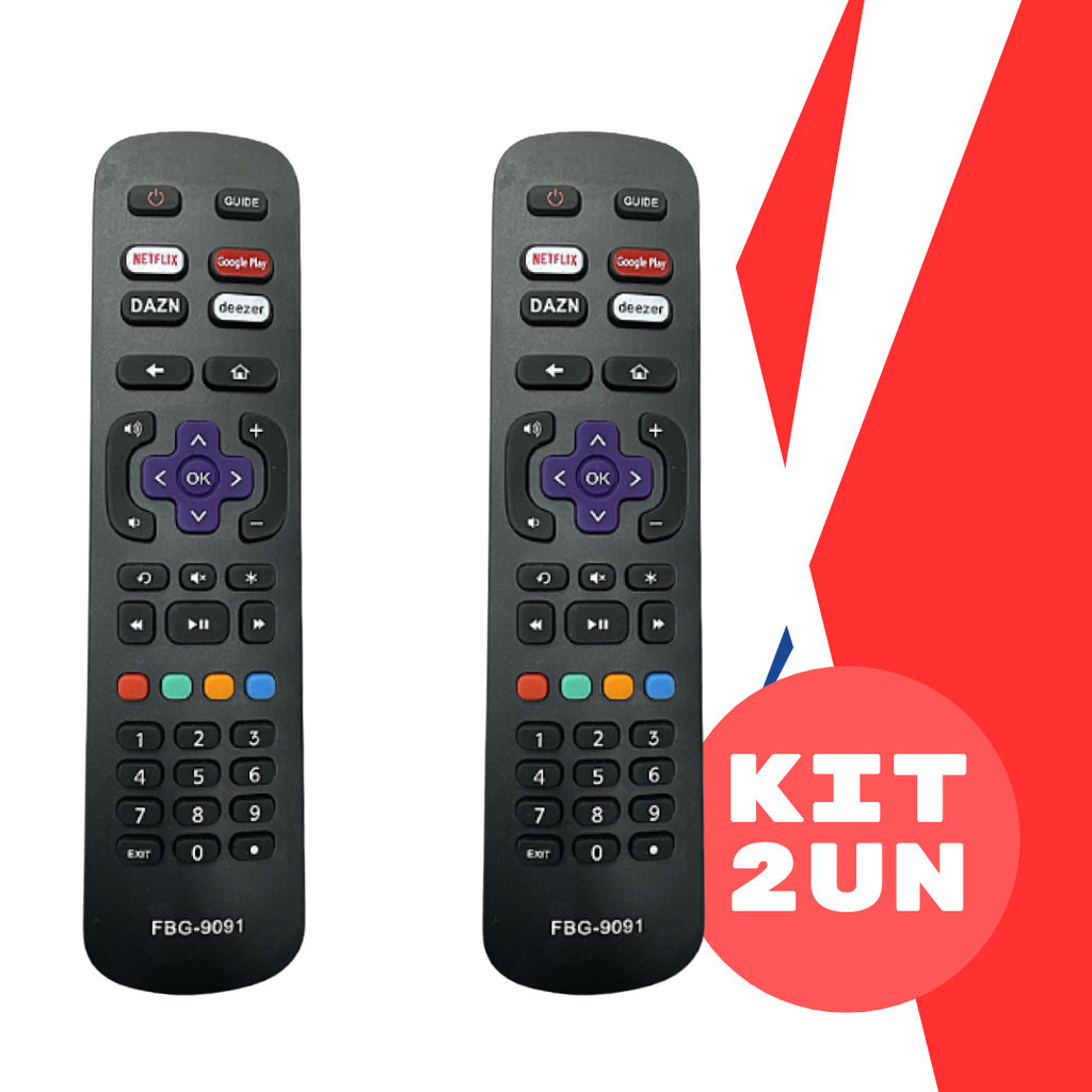 Kit 2un Controle Remoto TV Smart AOC Roku Netflix GloboPlay DAZN Deezer