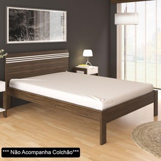 Cama de Casal Madeira CM8009 Nogal/Branco - Tecno Mobili em Oferta na Shopee