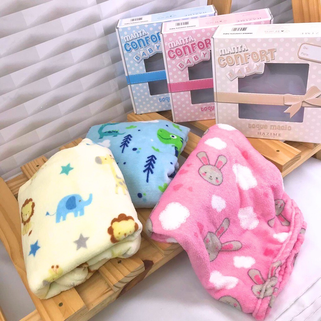 Manta Cobertor CAIXA bebe Soft Microfibra Para Bebê Infantil Inverno Estampada Bebe Conforto 110x90