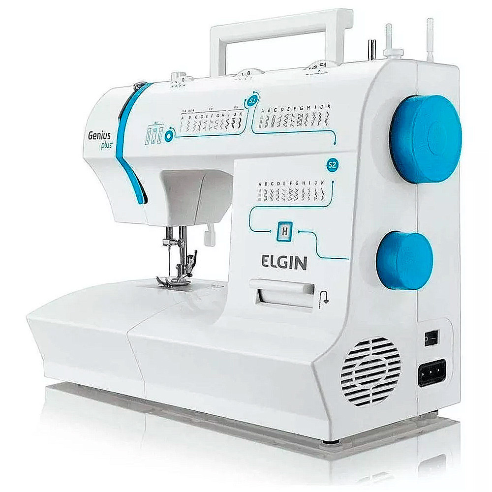 Detalhes do Máquina de Costura Elgin Genius Plus JX 4035 31 Pontos 127V Branca/Azul