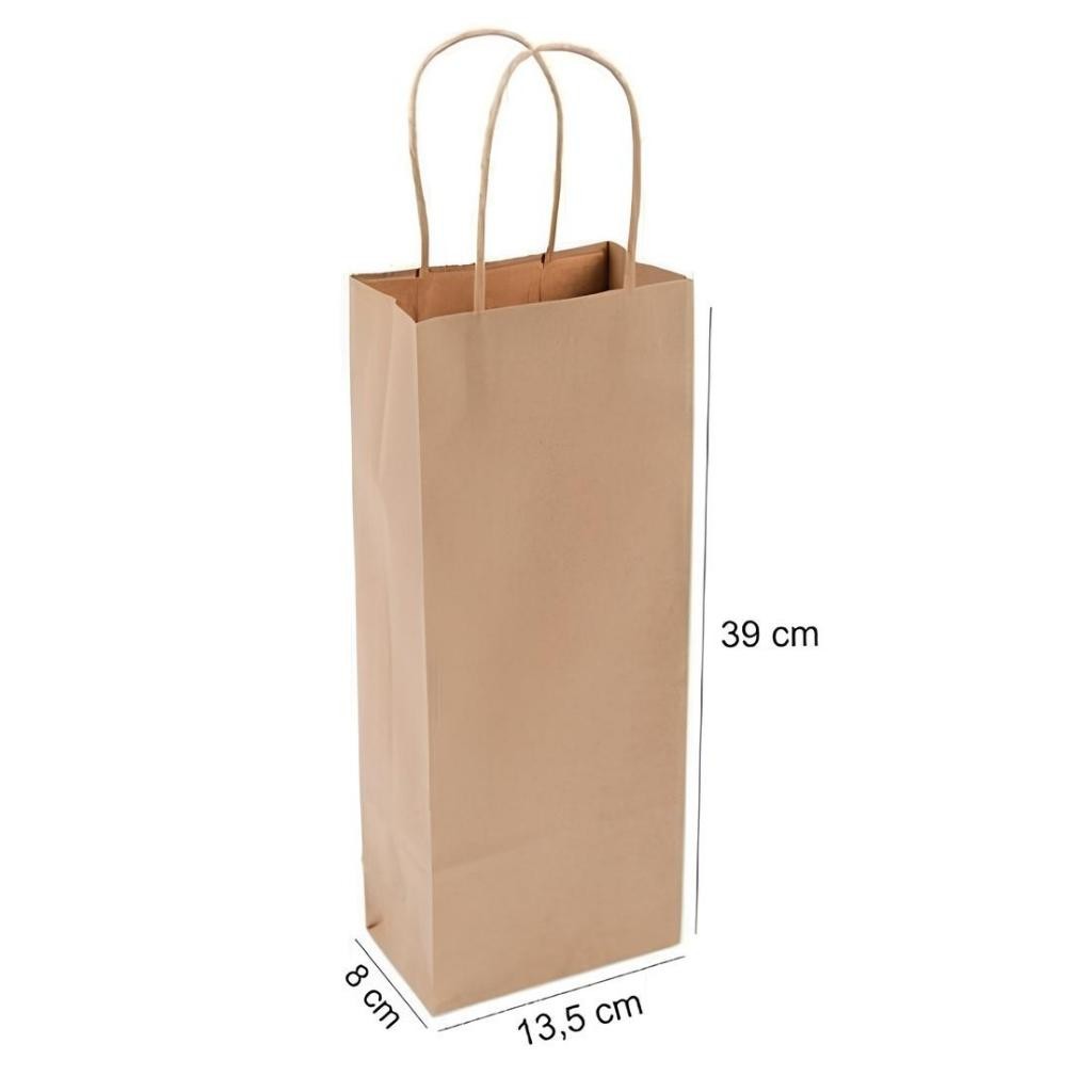 10~40 SACOLA PARA VINHO KRAFT  13,5 X 8 X 39  (LC) - REF:1876 em Oferta na Shopee
