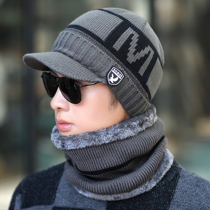 Novos Homens Chapéu De Inverno Quente Com Pele Estilo Adicionar Feijão Macio Forro De Grosso Para Malha Ciclismo Frio em Oferta na Shopee