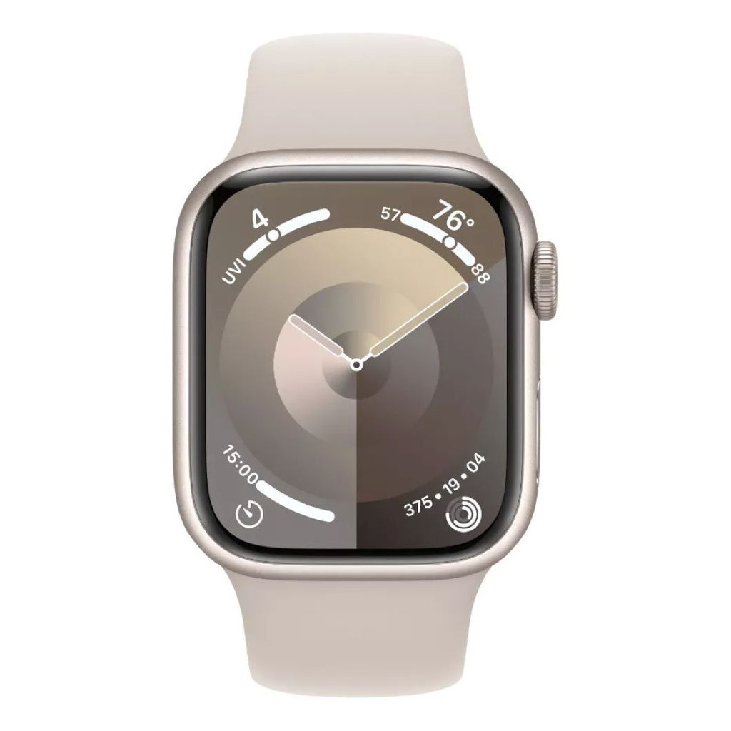Apple Watch Series 9 GPS + Cellular • Caixa estelar de alumínio – 41 mm • Pulseira esportiva estelar – P/M