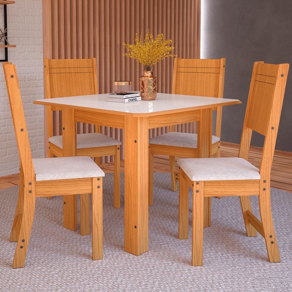 Mesa de Jantar 4 Lugares Freijó/Off White 10050.1 - Indékes em Oferta na Shopee