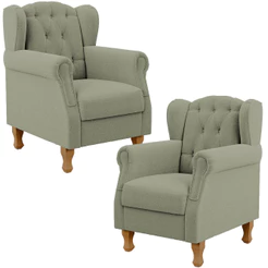 Kit 02 Poltronas Decorativa Para Sala De Estar Yara P02 Bouclê Oliva - Lyam Decor