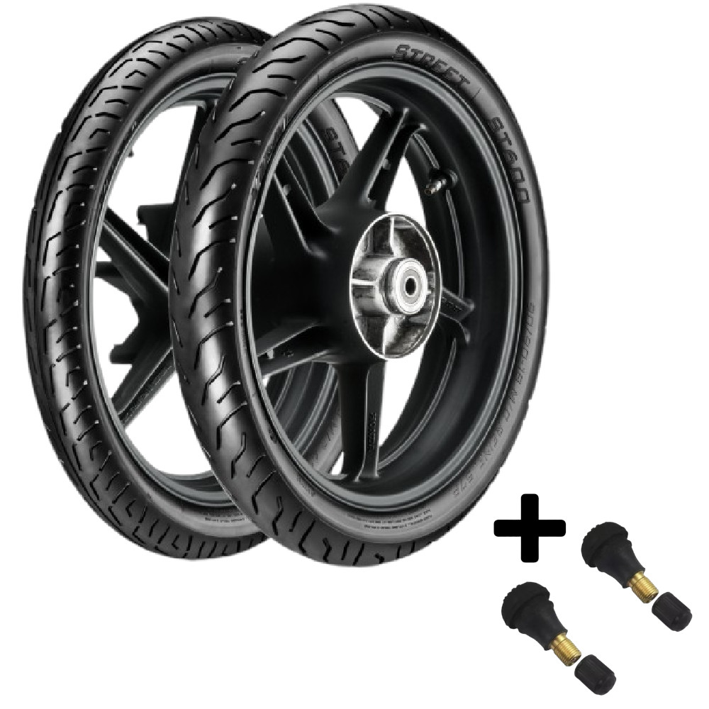 Par Pneu Cg 160 Titan Ybr 125 80/100-18 + 100/90-18 Tl St600 Vipal + Bicos