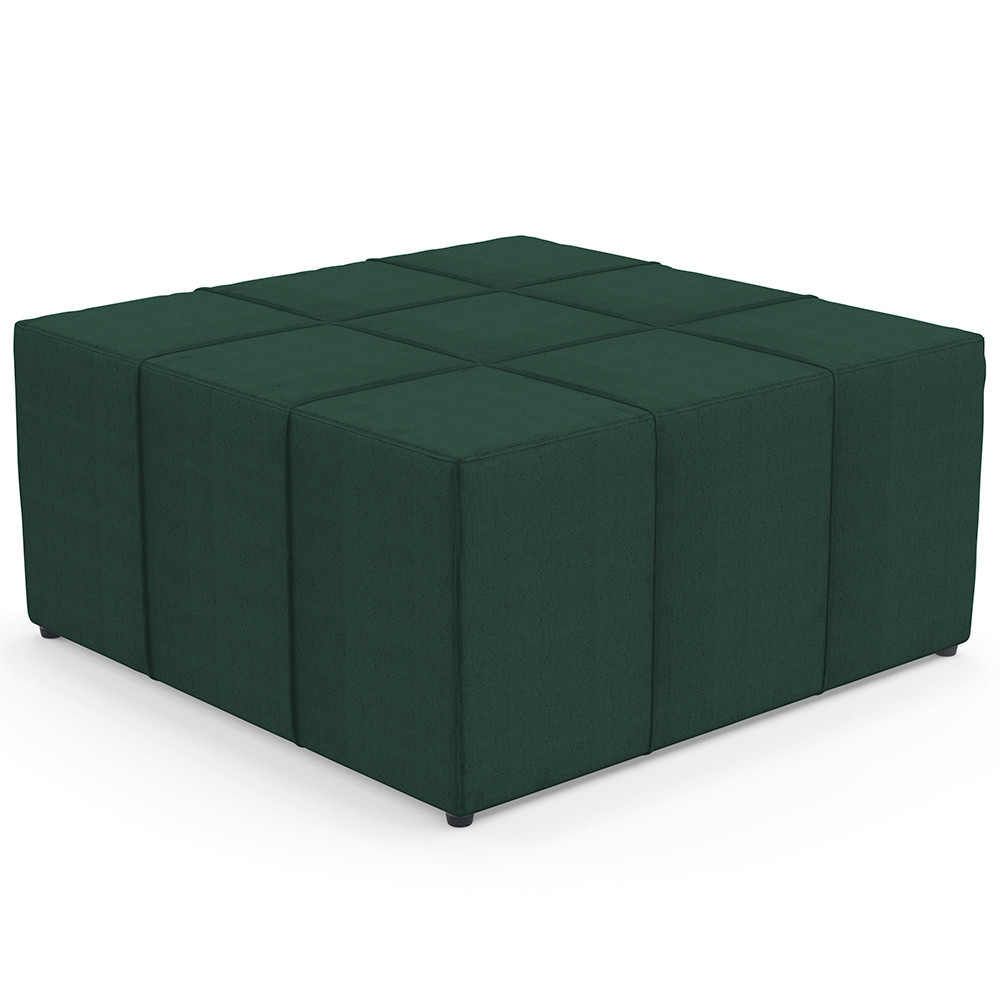 Puff Decorativo Para Sala de Estar Quadrado Milano 90x90cm W01 Linho Verde Musgo - Lyam Decor