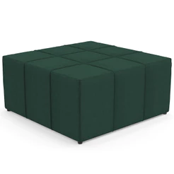 Puff Decorativo Para Sala de Estar Quadrado Milano 90x90cm W01 Linho Verde Musgo - Lyam Decor