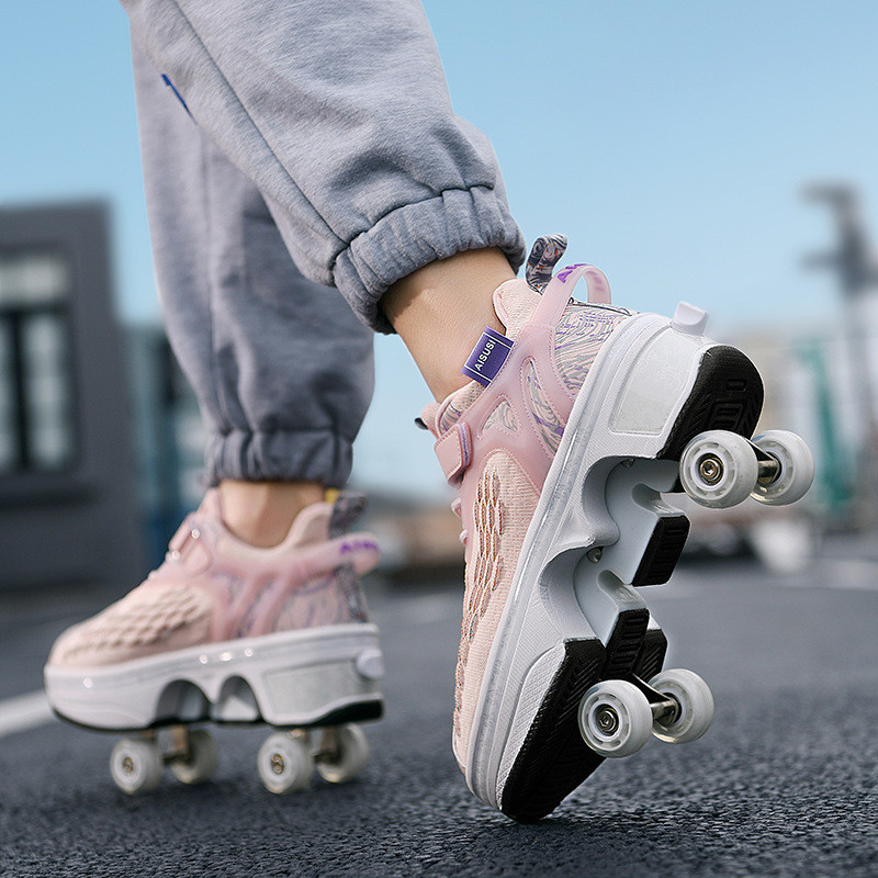 Meninos Meninas Patins de Quatro Rodas Patins de Quatro Rodas Sapatos Esportivos para Pais e Filhos Adultos 0055 Sem Freio