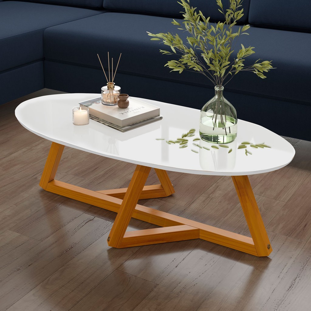 Mesa de Centro Classic Branco/Nature - Tebarrot em Oferta na Shopee