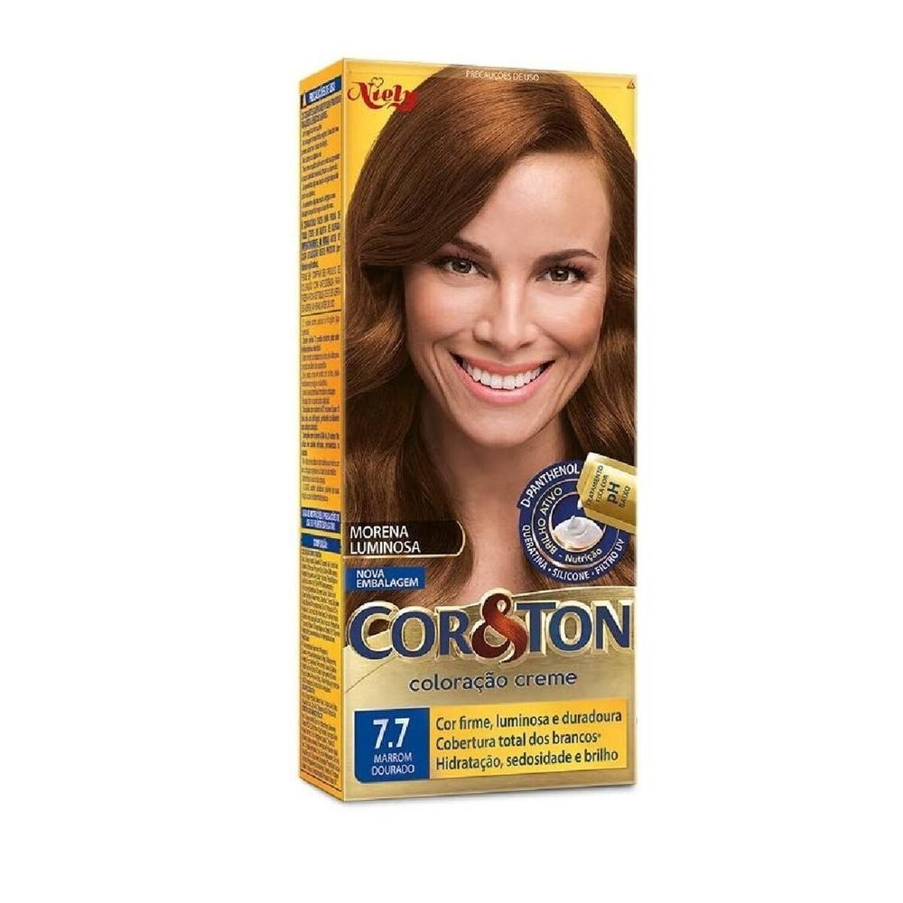 Tintura Creme Cor&Ton Niely 7.7 Marrom Dourado