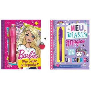 Kit 2 Diários Infantis | Barbie - Meu diário de segredos + Meu Diário Mágico de Unicórnios em Oferta na Shopee