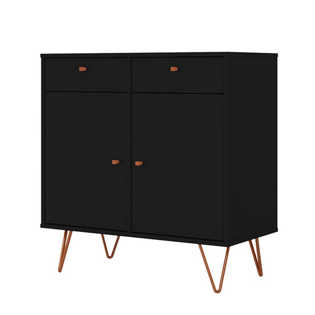 Detalhes do Aparador Retro Metal Onix 2 Portas 2 Gavetas Preto - Olivar Móveis