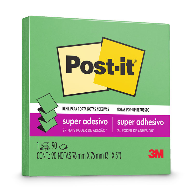 Bloco de notas super adesivas Post-it refil Verde Sorte 76x76mm 90 folhas 3M em Oferta na Shopee