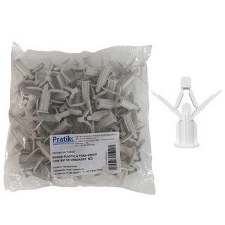 Bucha Plástica Pratik Fixação Gesso N3 Branco - Embalagem com 50 Unidades em Oferta na Shopee