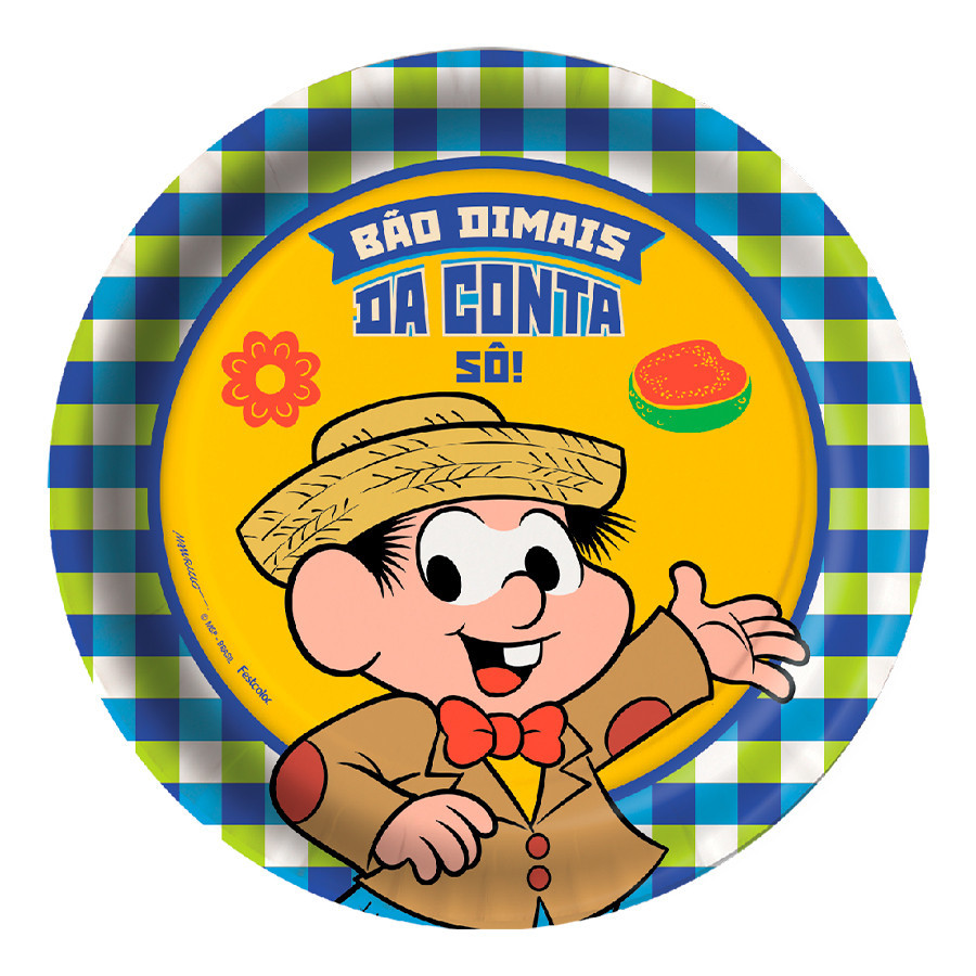 Prato de Papel Redondo - Chico Bento - 8 unidades - FestColor - Rizzo em Oferta na Shopee