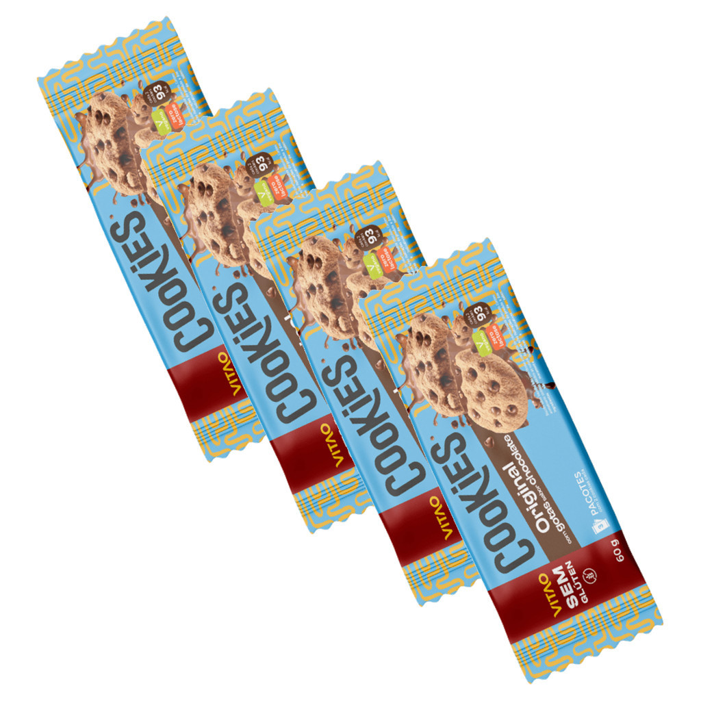 4 x Cookies Sem Glúten Tradicional com Gotas de Chocolate 60g - Vitao em Oferta na Shopee