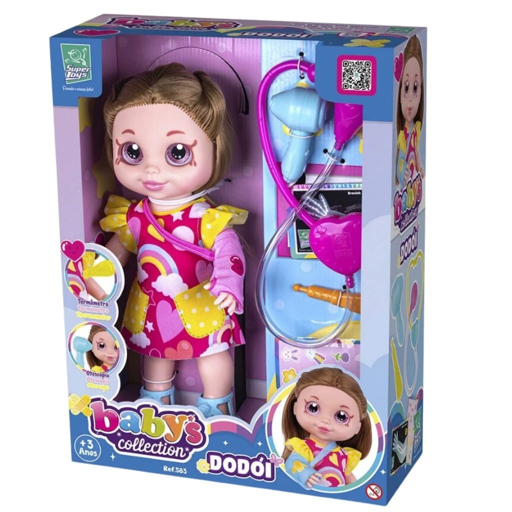 Boneca Babys Collection Dodói com Acessórios de Médico Super Toys - 583 em Oferta na Shopee