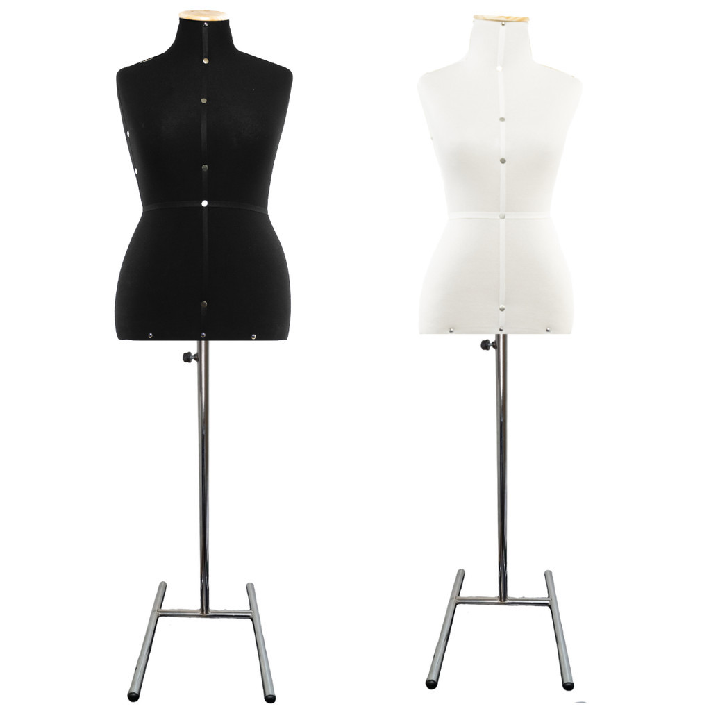 1 Busto Manequim Feminino Costura Moulage Confecção com Pedestal H Cromado Vitrine Loja