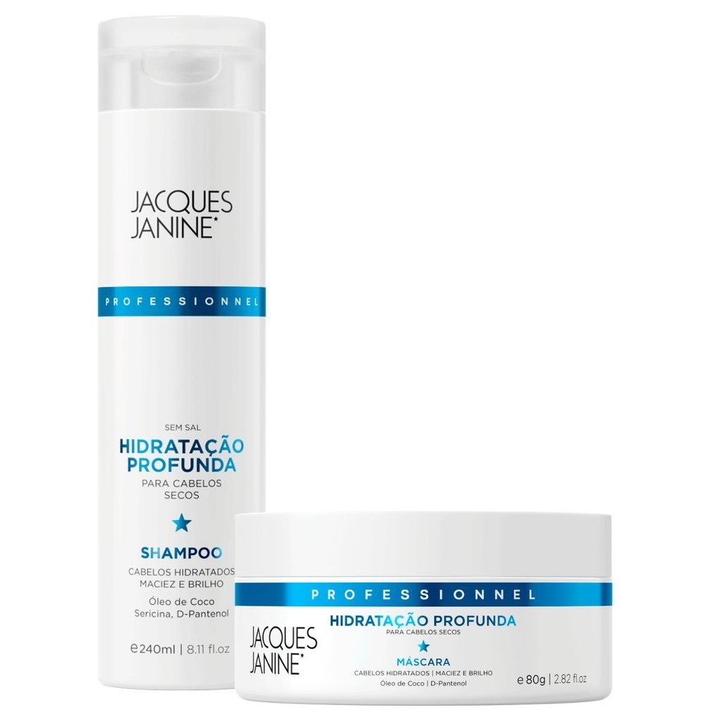 Kit Jacques Janine Hidratação Profunda Shampoo 240ml Máscara 80g