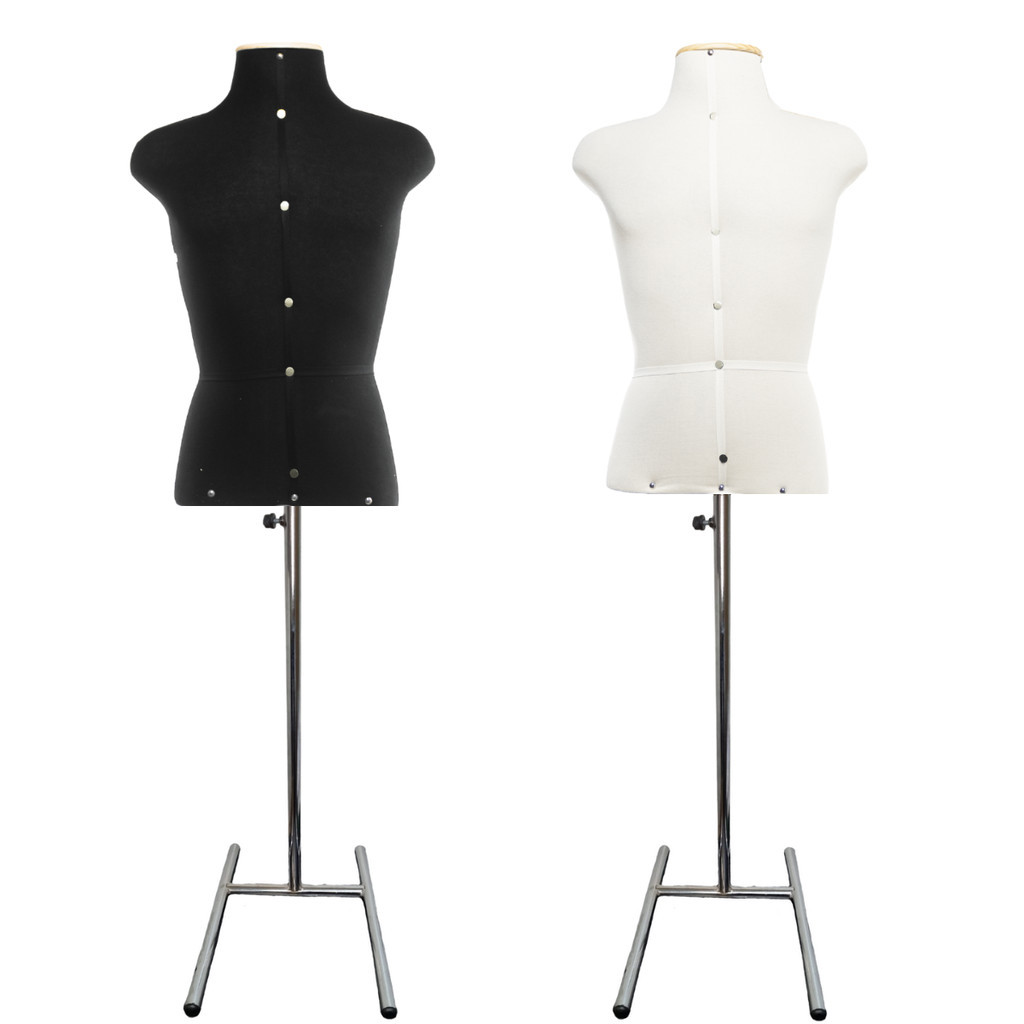 1 Busto Manequim Masculino Costura Moulage Confecção com Pedestal H Cromado Vitrine Loja