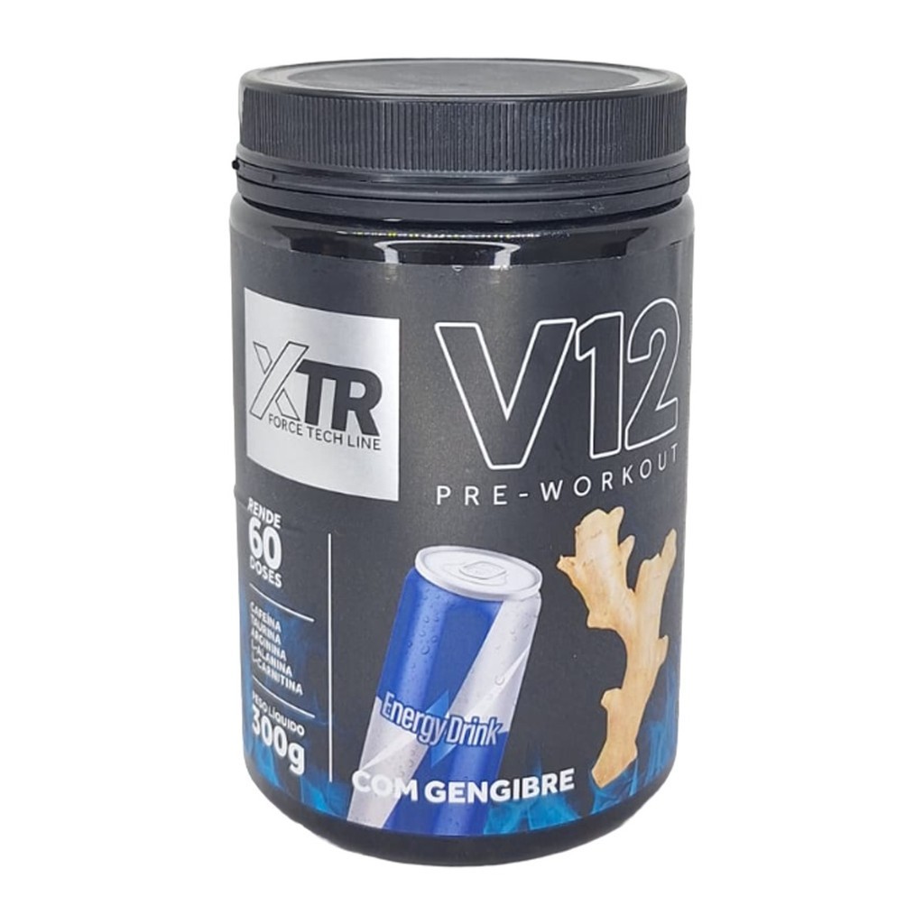 Pré Treino V12 Sabor Energy Drink Com Gengibre Em Pó 300g XTR