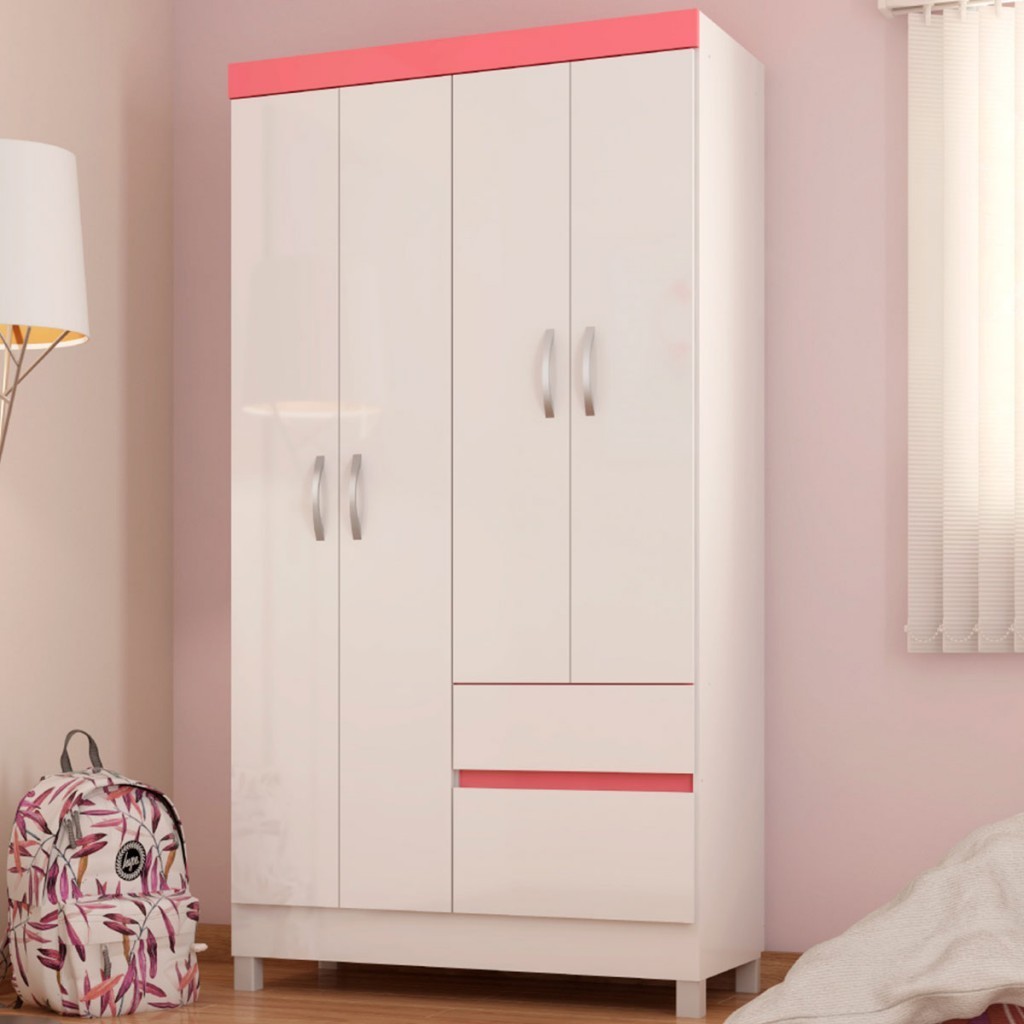 Guarda-Roupa Solteiro Lótus 4 Portas 2 Gavetas