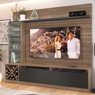 Rack com Painel para TV Até 50 Polegadas 3 Portas Marrom/Grafite 2021 - Quiditá Móveis em Oferta na Shopee