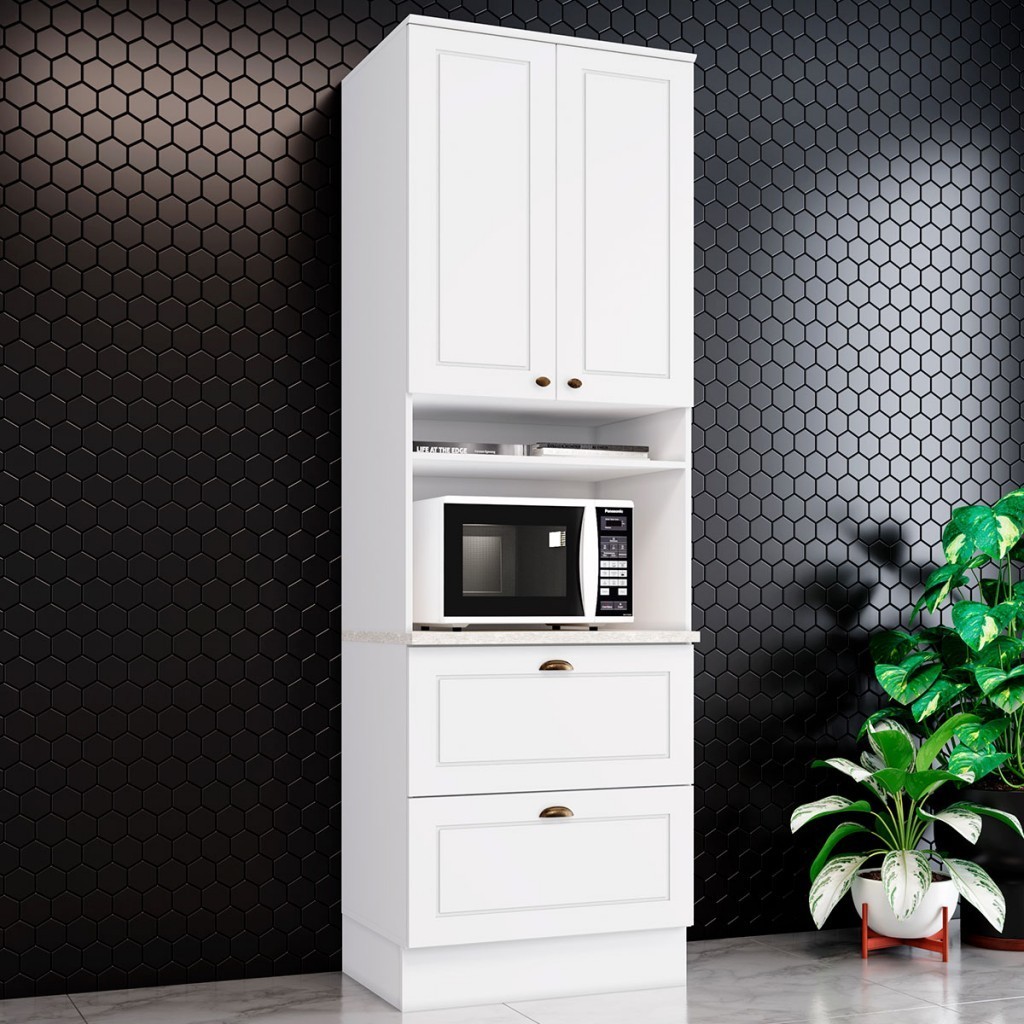 Torre Quente Americana 2 Portas 2 Gavetas 100% Mdf Branco Hp C350 - Henn em Oferta na Shopee