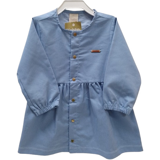 Vestido Longo Sarja Menina Luxo Elastano Katita Azul Rf 2784