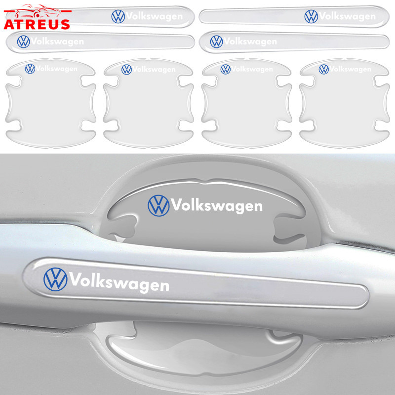 4/8Pcs Volkswagen Autocolantes Protetores Contra Arranhões Na Porta Do Carro maçanetas de porta Invisible De Proteção Colisões Para Volkswagen Golf Jetta Passat Tiguan Amarok Beetle VW Polo T-Cross Gol Saveiro Nivus Virtus Taos