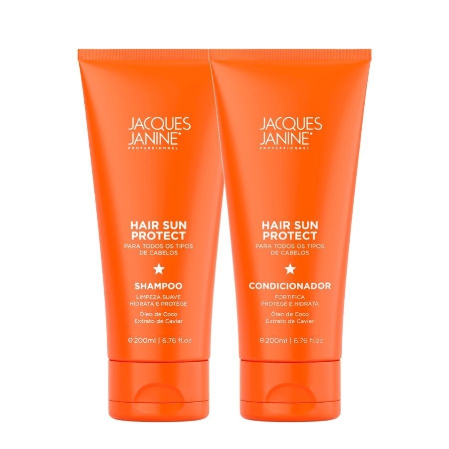Kit Jacques Janine Hair Sun Shampoo Sem Sal Condicionador Leave-In Antifrizz Filtro Solar 200ml em Oferta na Shopee