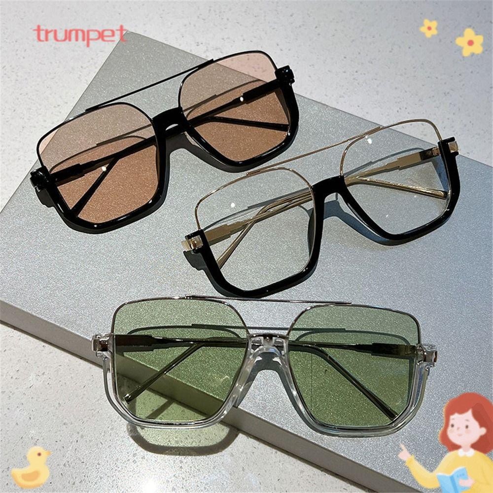 Óculos De Sol Grandes TONFASHION , Quadrados Da Moda Com Armação De Meio Metal , UV400 em Oferta na Shopee