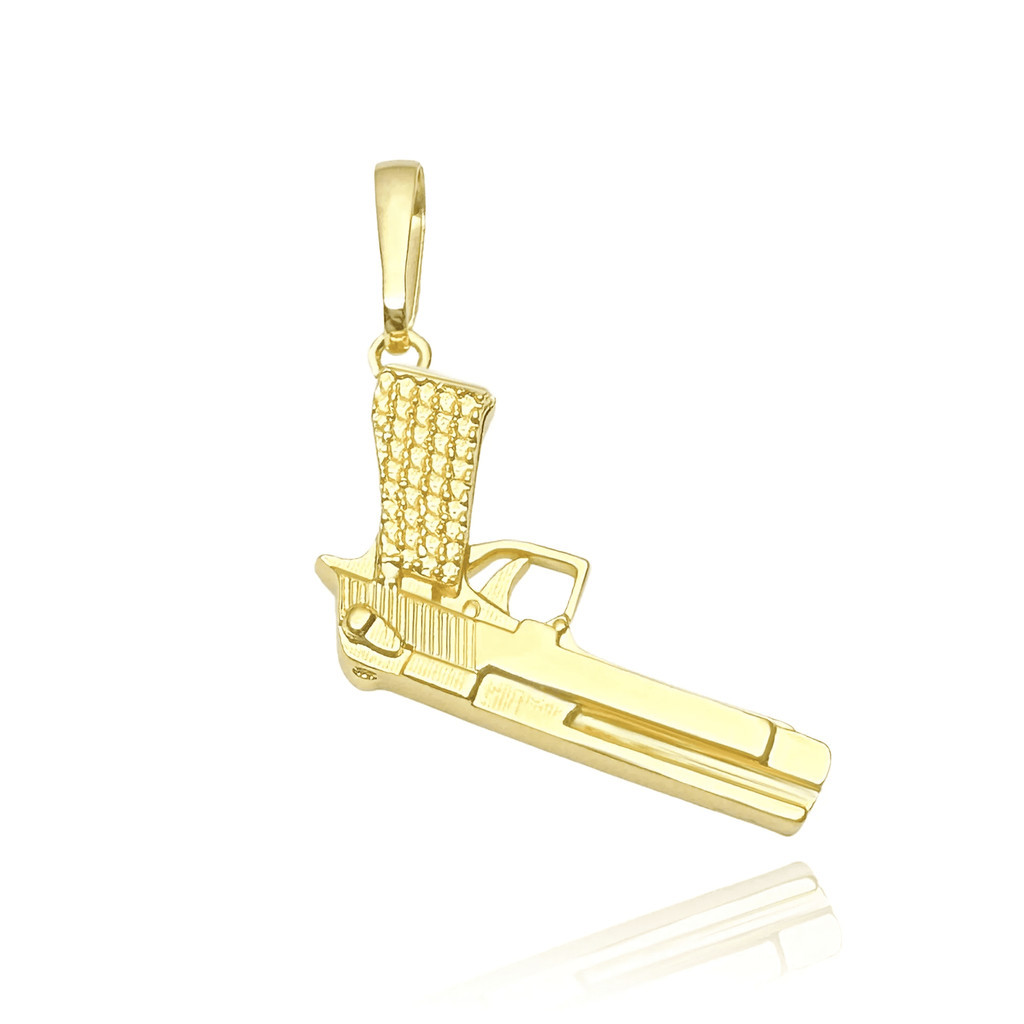 Pingente Arma Revólver Detalhado 1,8x3cm - Banhado a Ouro 18K