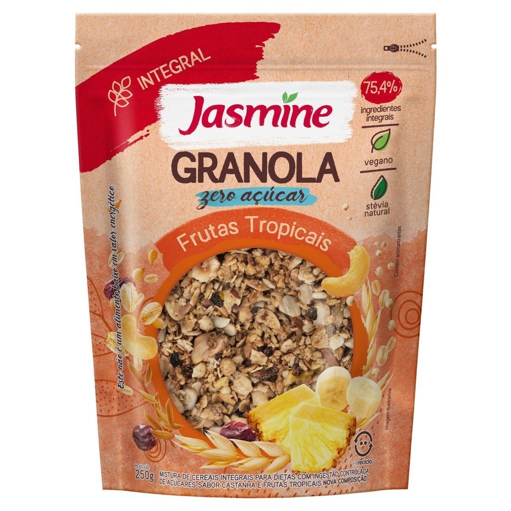 Granola Integral Frutas Tropicais Zero Açúcar Jasmine Pouch 250g - Food & Beverages