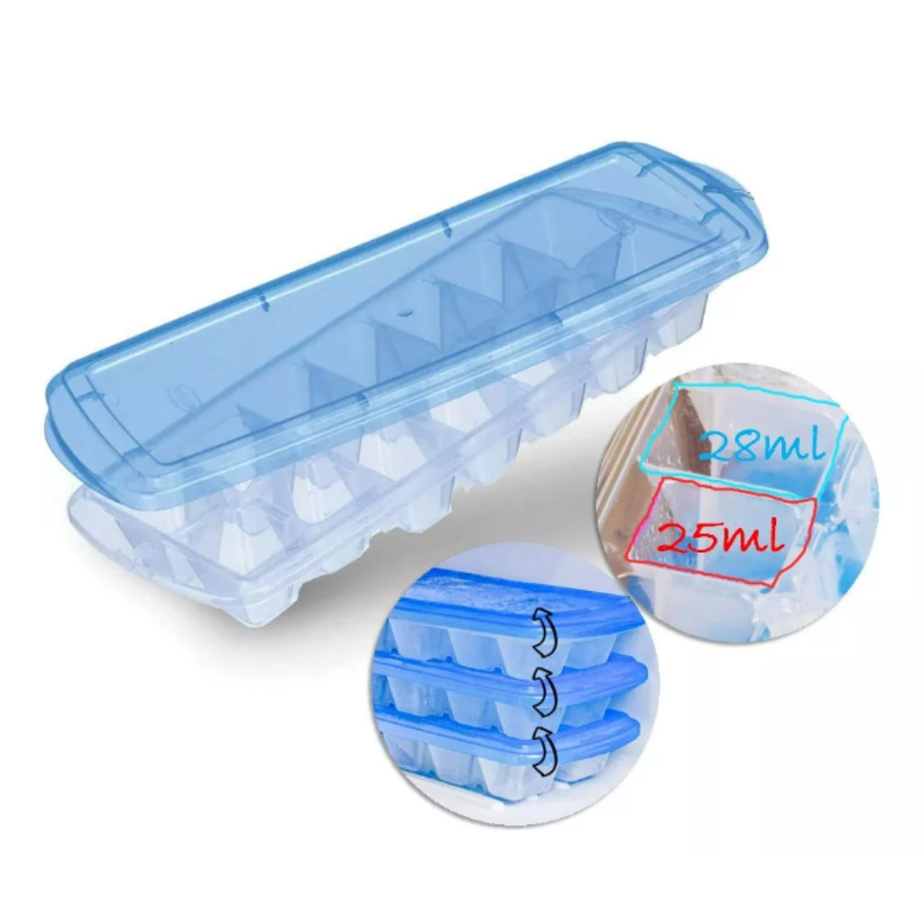 Forma De Gelo Com Tampa Livre De Bpa Empilhavel Resistente em Oferta na Shopee